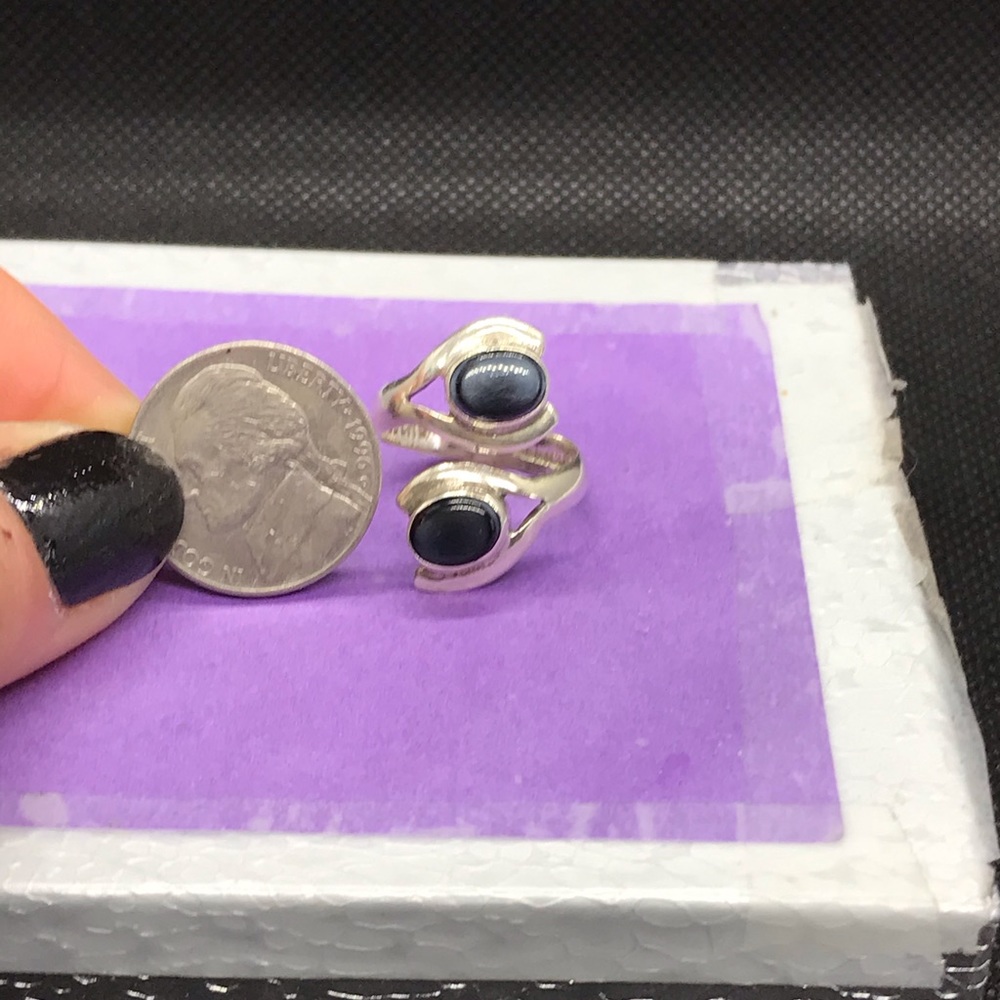 Double Black Stones Statement Ring - image 4